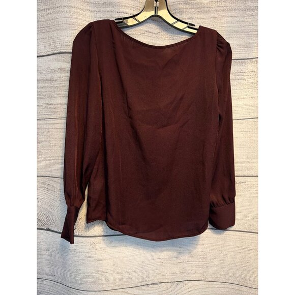 Express Burgundy Long Sleeve Blouse Size XSP - Picture 3 of 3